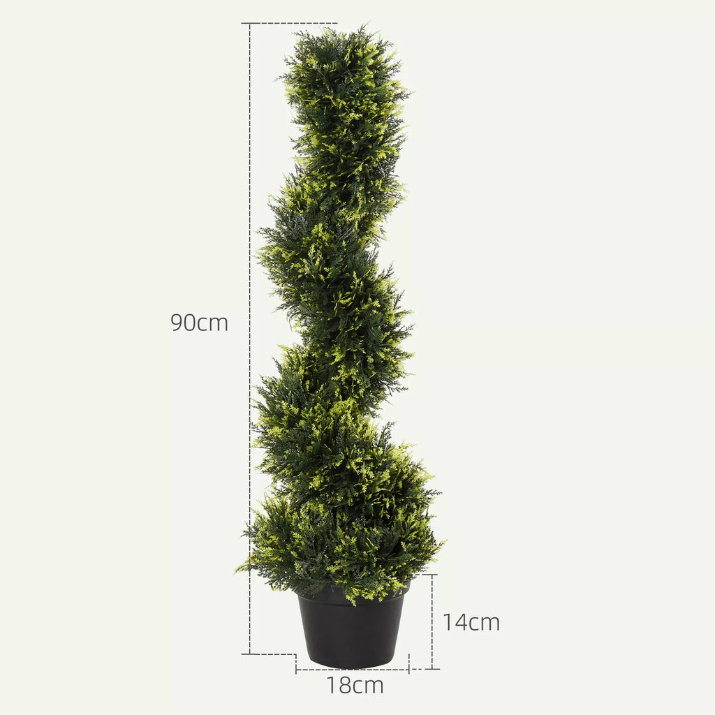Dirbtinis spiralinis augalas, 90 cm, žalias