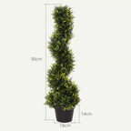 Schema: spiralinio augalo aukštis 90 cm, plotis 18 cm, vazono aukštis 14 cm
