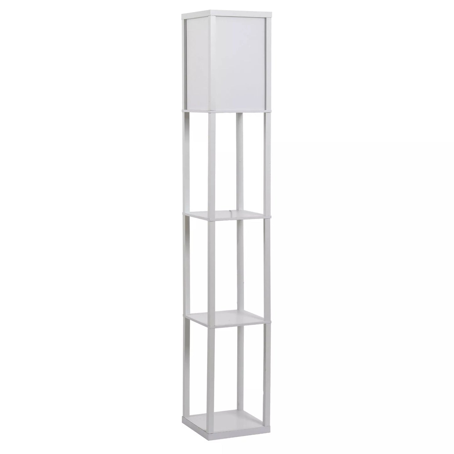 Pastelė lemputė su lentynomis, medinė grindų lempa, 26 x 26 x 160 cm, skirta svetainei/miegamajam (be lemputės)