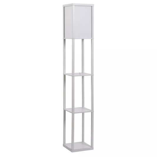 Pastelė lemputė su lentynomis, medinė grindų lempa, 26 x 26 x 160 cm, skirta svetainei/miegamajam (be lemputės)