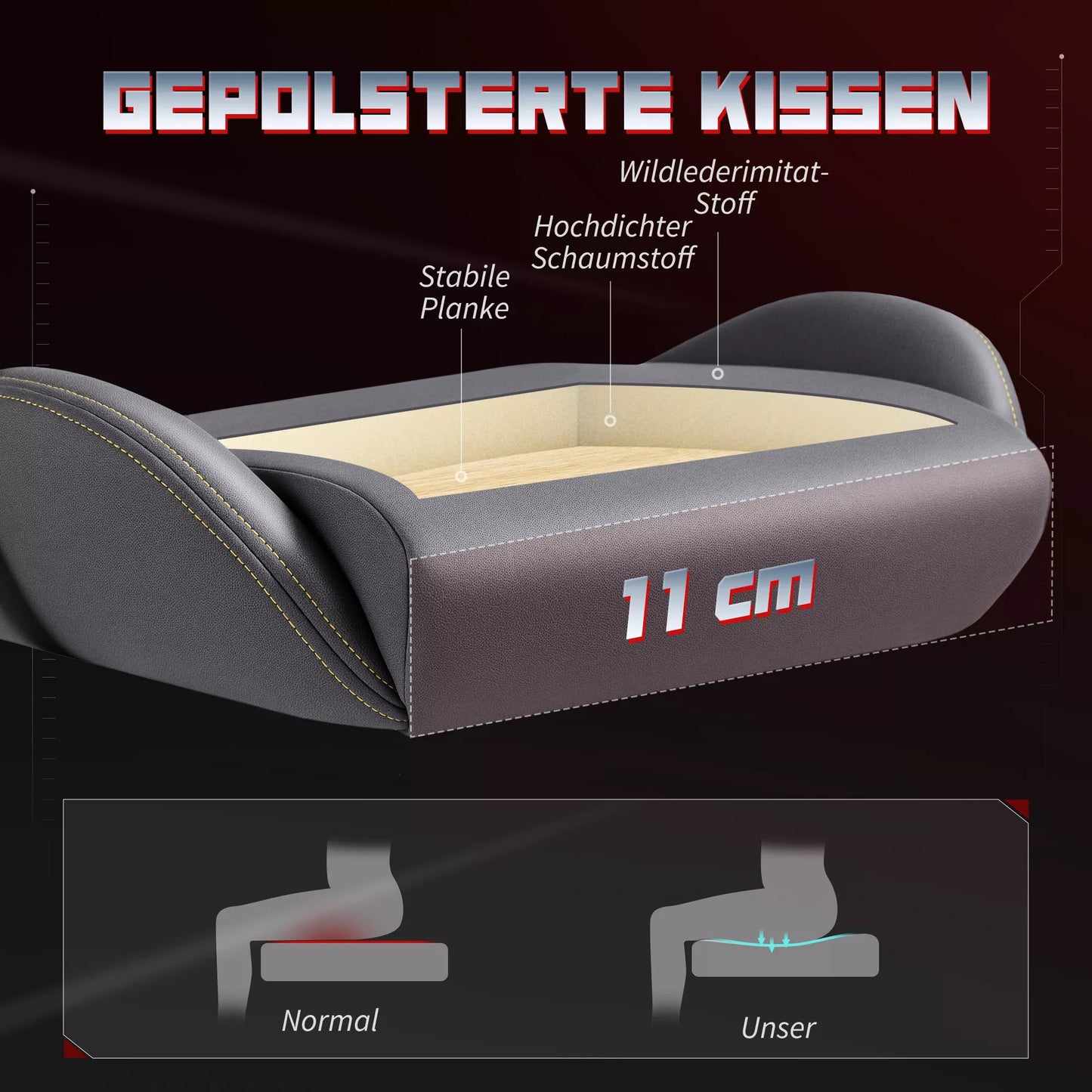 Ergonomiška žaidimų kėdė su 3D atlenkiamais porankiais, reguliuojama, riedanti biuro kėdė su juosmens atrama, Pilka