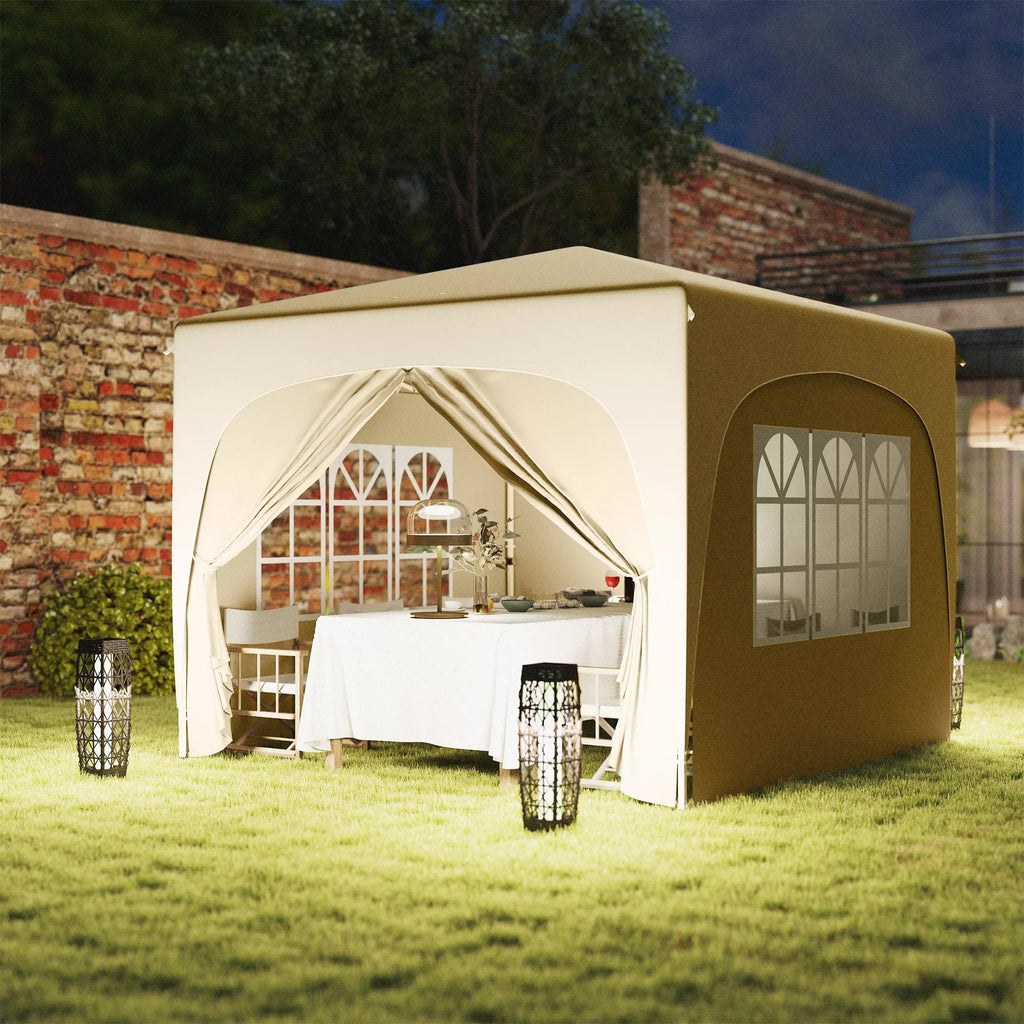 3 x 3 m Paviljonas, išskleidžiamas sodo palapinė su šoniniais sienelėmis ir nešiojimo krepšiu, UPF50+, reguliuojamas aukštis, smėlio