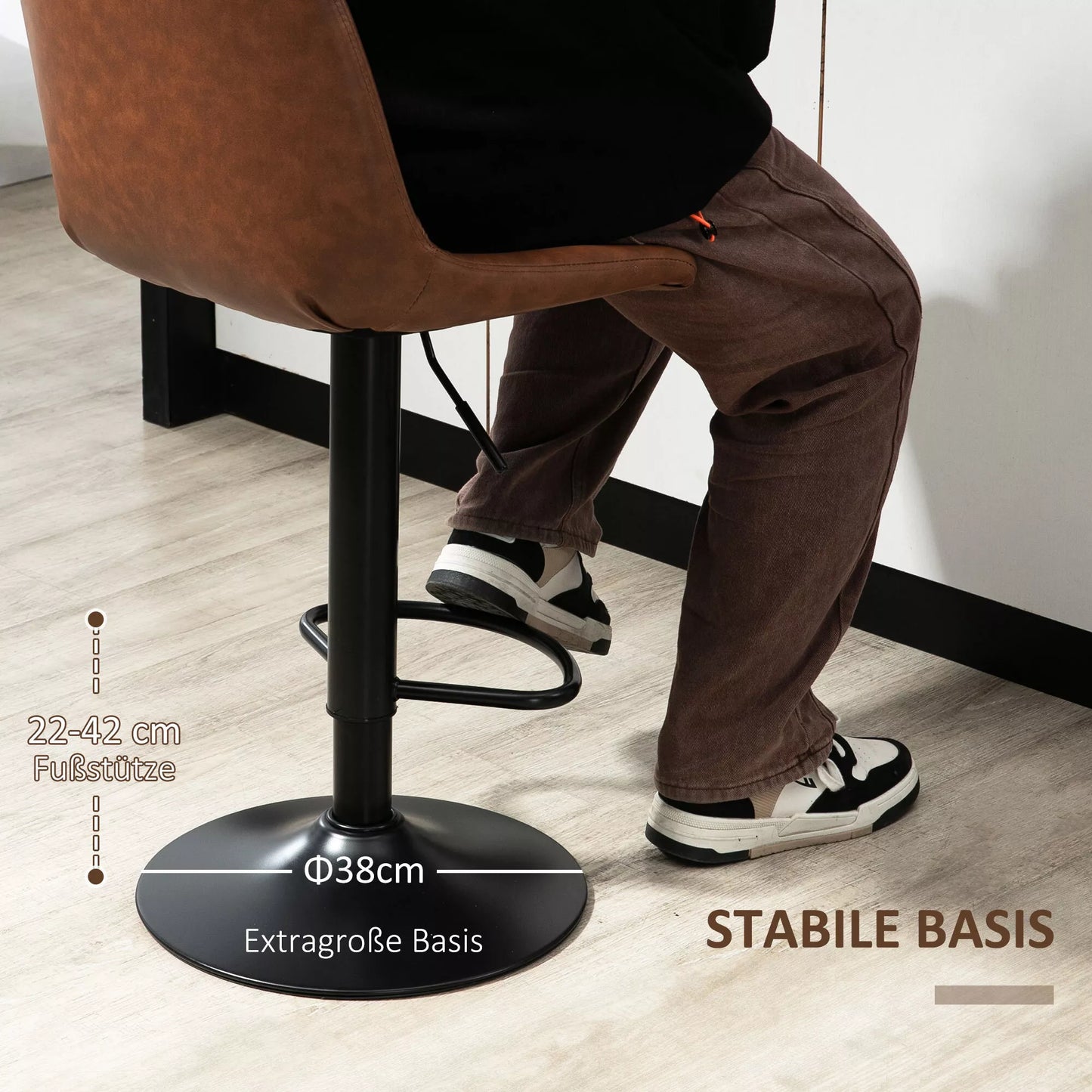 Baras kėdės, 2 vnt. rinkinys, retro stiliaus, su atrama kojoms, reguliuojamas aukštis, 43 cm x 49,5 cm x 111 cm