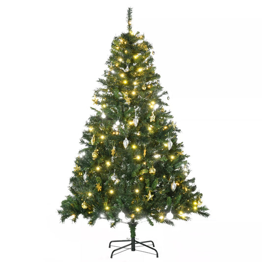 Dirbtinė Kalėdų eglutė 180 cm, dirbtinis pušies medis su LED apšvietimu, rutuliukais, Kalėdų medis su 745 šakomis, Kalėdų dekoracijos, įskaitant metalinį stovą, skirtas naudoti viduje