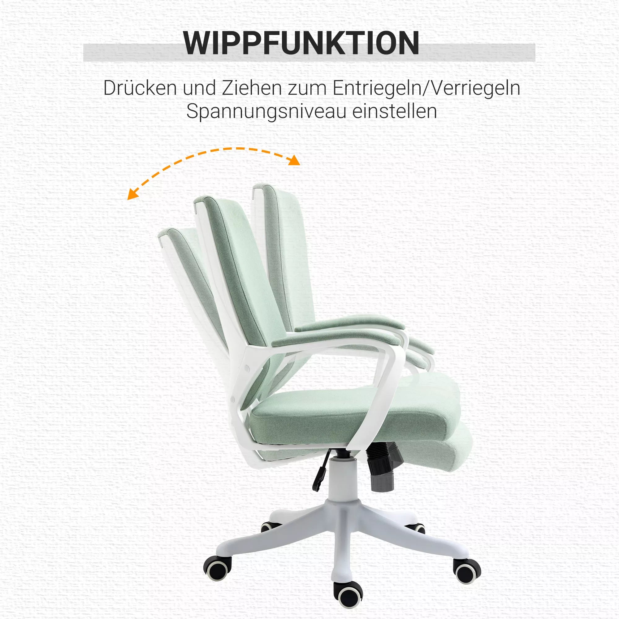 Biuro kėdė Rašomojo stalo kėdė Namų biuro kėdė su svyravimo funkcija aukščio reguliavimo atlošas storai paminkštintas ergonomiškas 360° pasukami ratukai Poliesteris Nailonas PP Žalia+Balta 62x69x92-100 cm