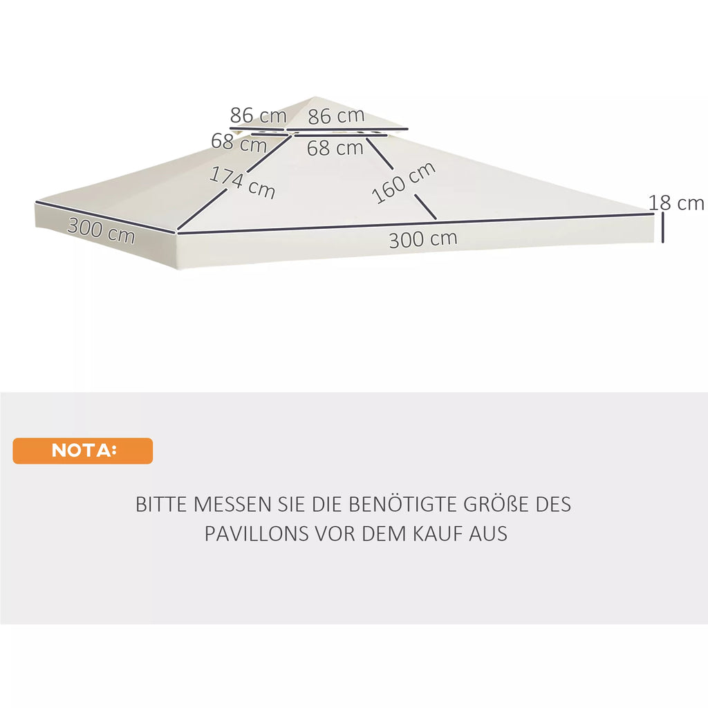 Paviljono stogas 3 x 3 m, vandeniui atsparus, kreminės baltos spalvos
