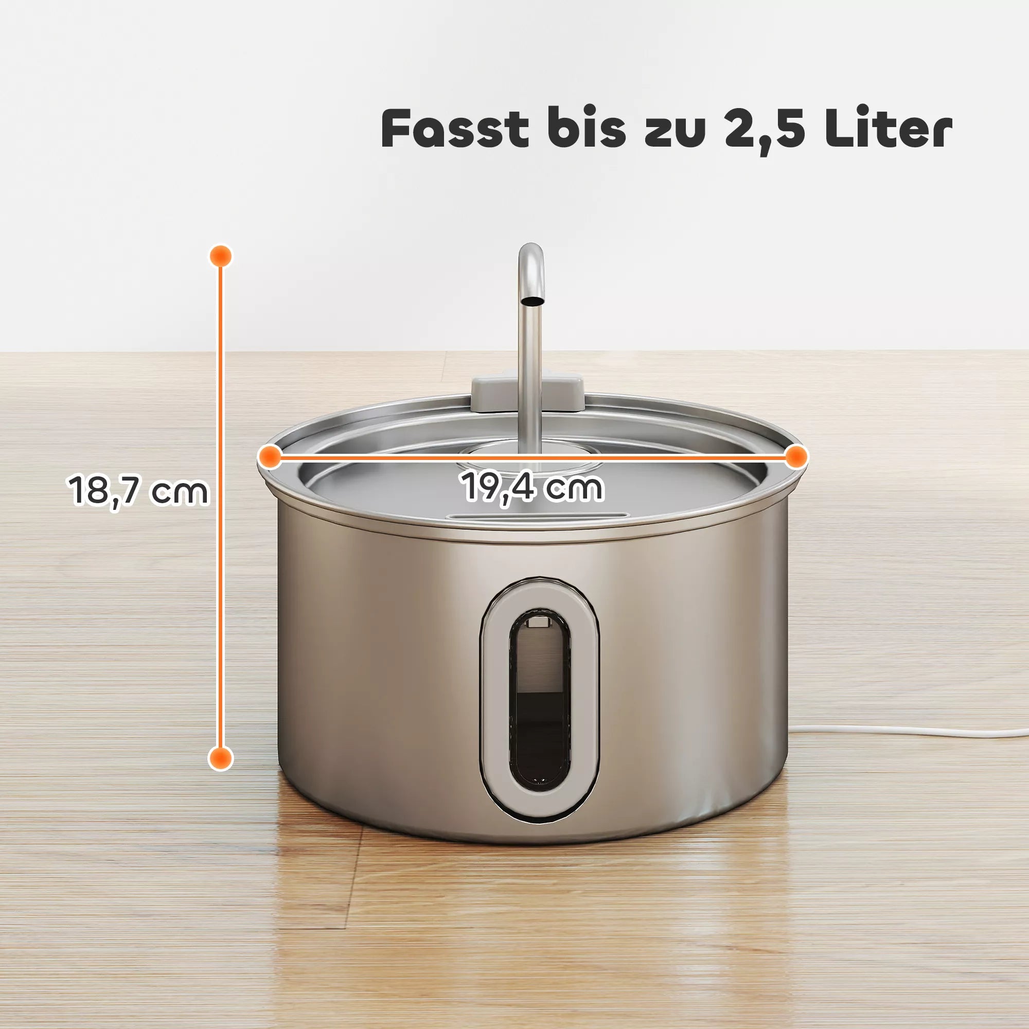 Kačių geriamojo vandens fontanas 2,5 l su LED ir tyliu siurbliu (19,4×19,4×18,7 cm)