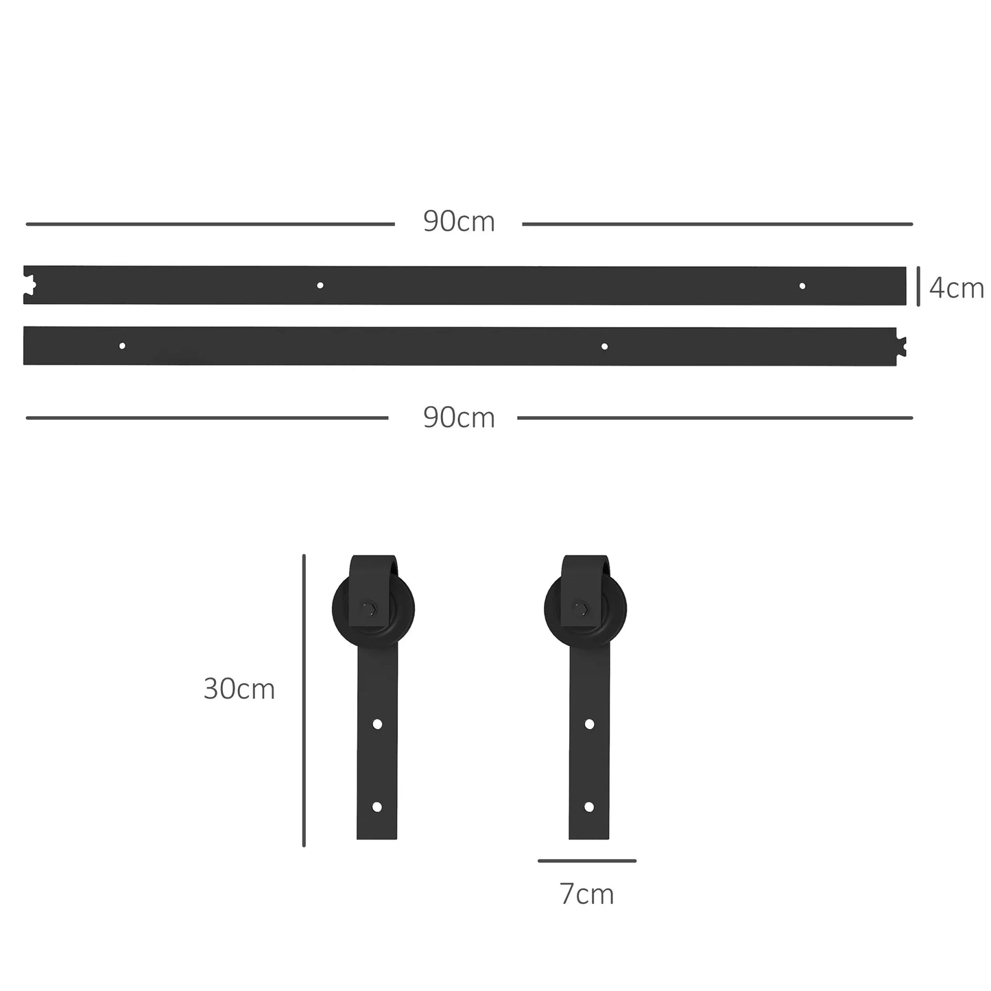 Stumdomų durų komplektas, tylus ir sklandus, medinėms ir cementinėms sienoms, 183 cm, plienas, juodas