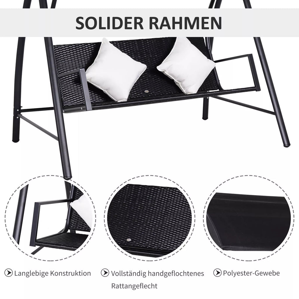 Schema su tvirtu polirattan sūpynės rėmu