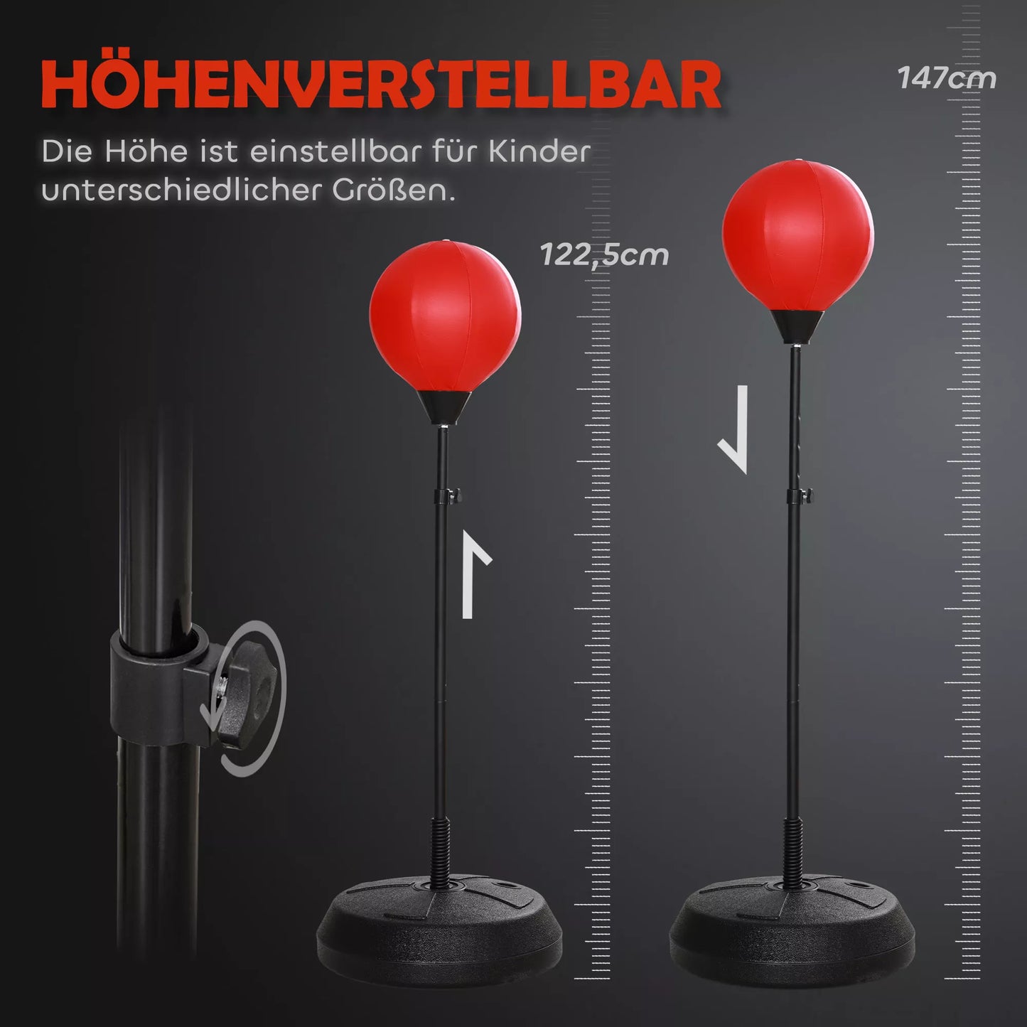 Bokso maišas vaikams 5-10 metų, su bokso pirštinėmis, reguliuojamo aukščio