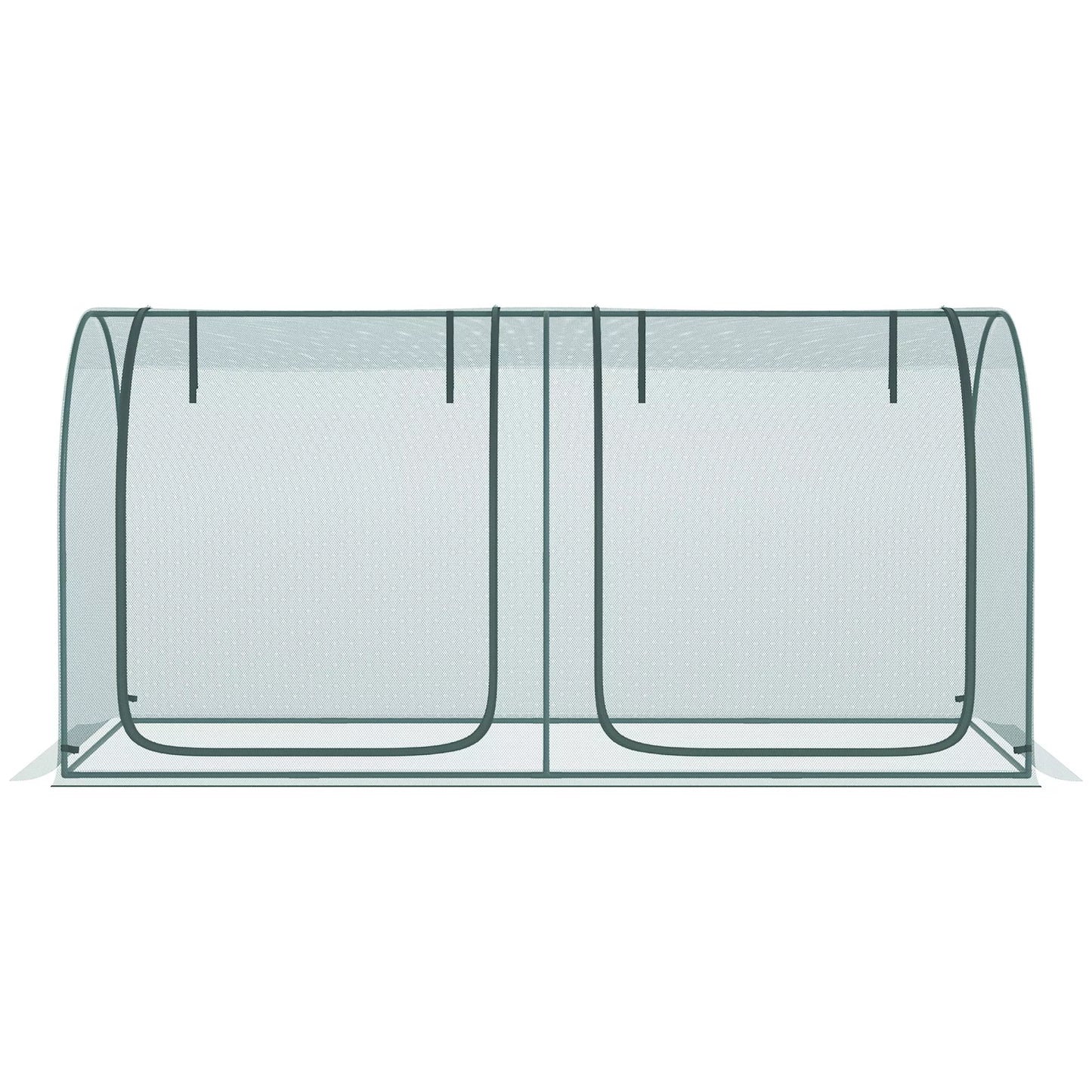 Augalų apsaugos tinklas, 2 suskleidžiamos durys, plieninis rėmas, su nešimo krepšiu, tamsiai žalias, 2,49 x 1,2 x 1,2 m