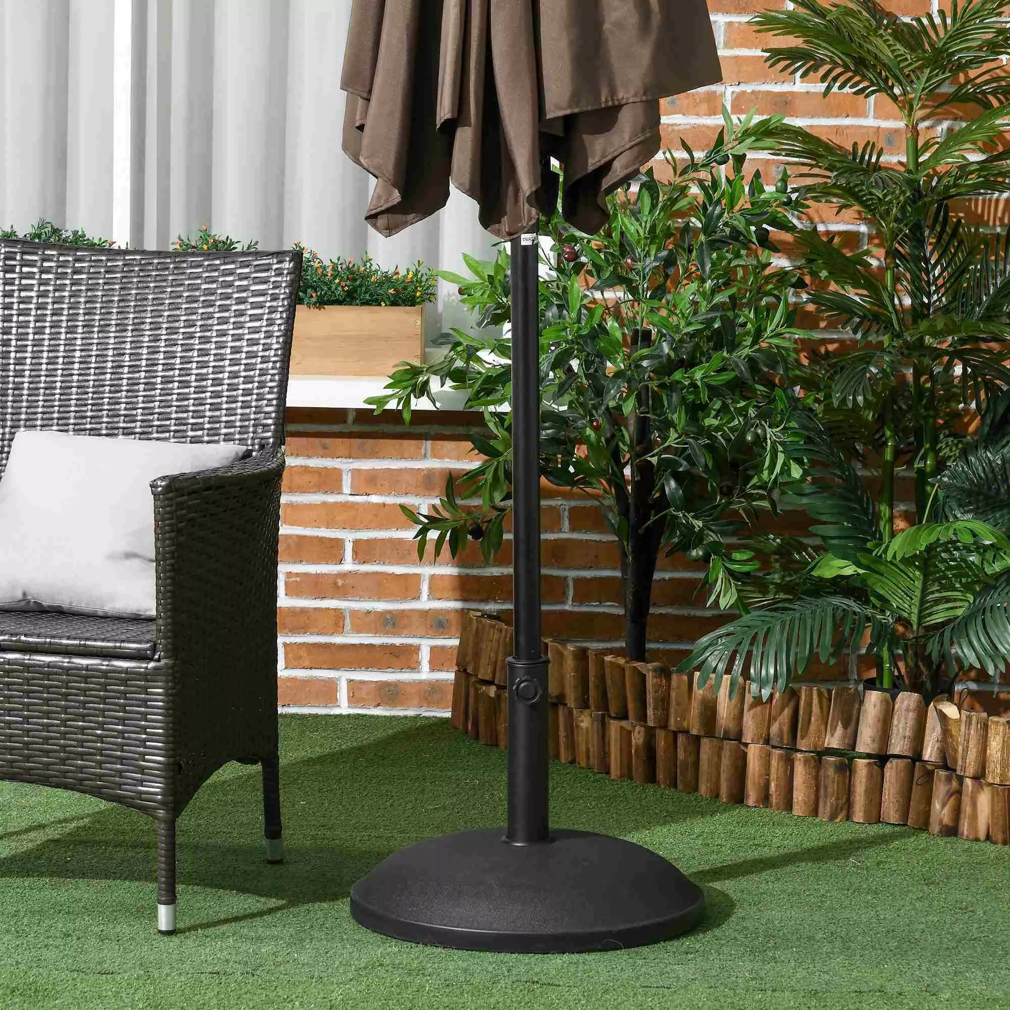 Skėčių stovas, skėčių stovas, 3 adapteriai, reguliuojamas, cementas, 25 kg, juodas