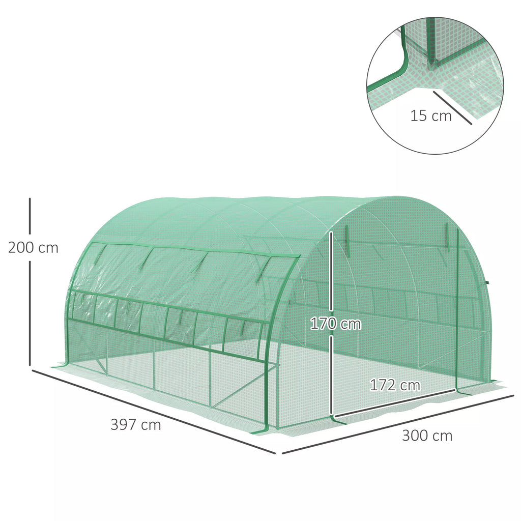 Folių šiltnamis, šiltnamis, įvažiuojamas, tinkliniai langai, metalinis rėmas, 4x3x2m, žalias