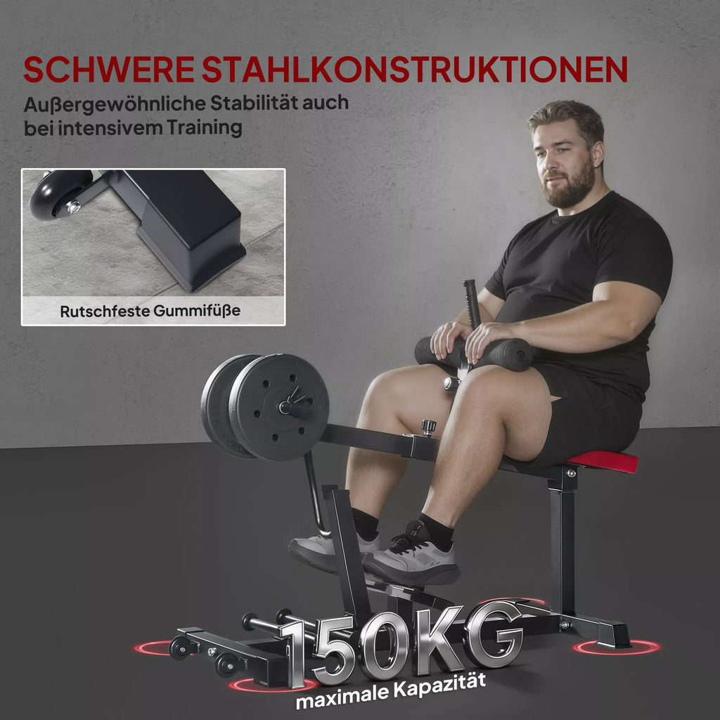 Kojų treniruoklis, blauzdų kilnojimo treniruoklis, su ratukais, sporto įranga namų treniruotėms, plienas, juodas