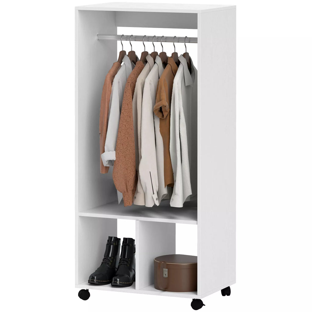 Spinta Garderobe, 60 cm x 40 cm x 127 cm, 1 drabužių pakaba, 2 lentynos, balta