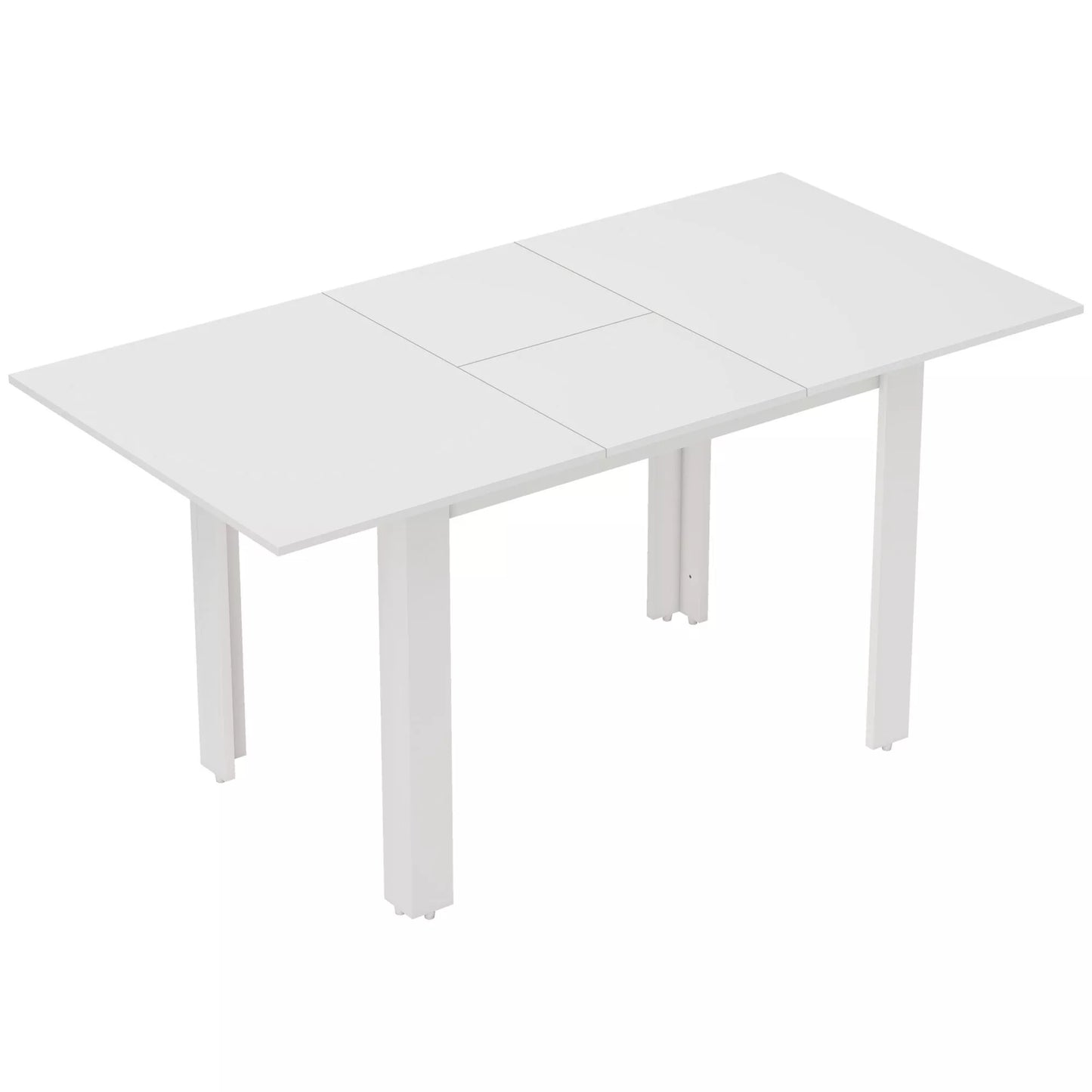 Išlankstomas valgomojo stalas, 120-160 x 70 cm, reguliuojamas virtuvės stalas 4-6 žmonėms, MDF, baltas blizgus