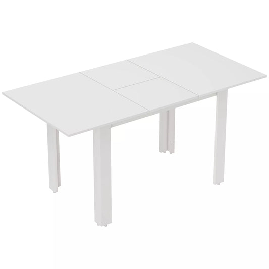 Išlankstomas valgomojo stalas, 120-160 x 70 cm, reguliuojamas virtuvės stalas 4-6 žmonėms, MDF, baltas blizgus