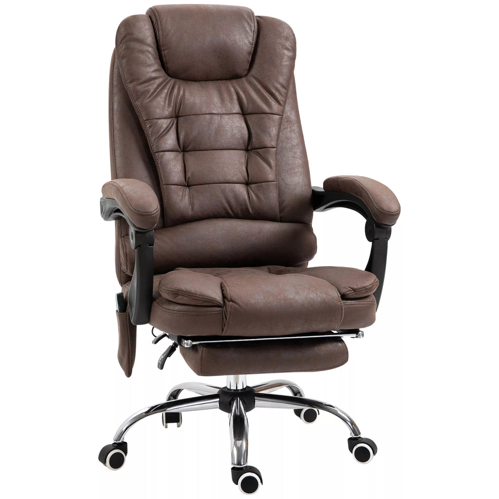 Masažinė biuro kėdė, atlošimo ir šildymo funkcija, pasukama, ergonomiška, iki 120 kg, ruda