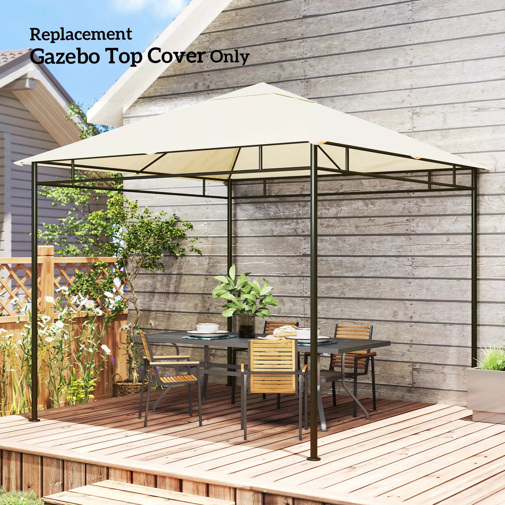 Pavėsinės stogas, keičiamas su 8 drenažo angomis, poliesteris, 3x3 m, kreminis