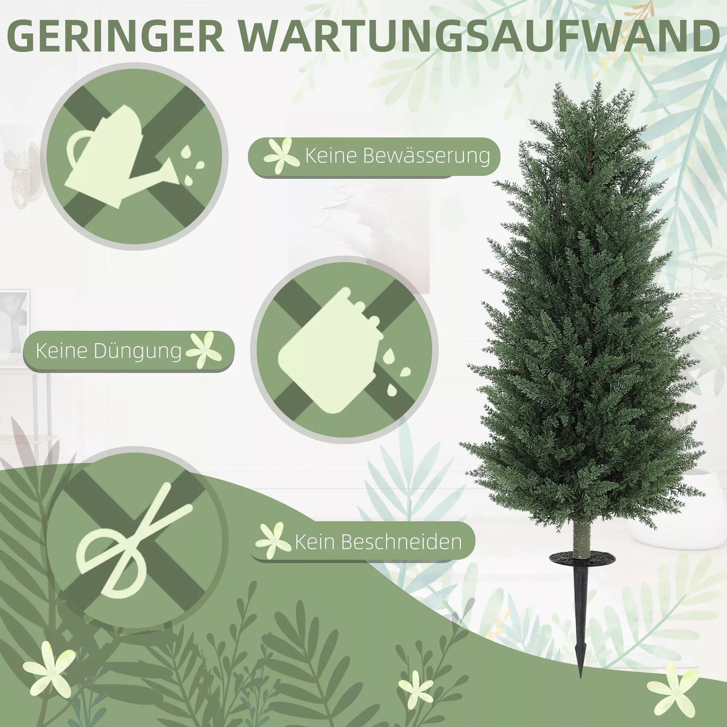 2 vnt. dirbtinių augalų rinkinys, dirbtiniai kiparisai su 831 lapeliu kiekvienas, universalus, žalias