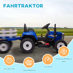 Traktoriaus informacinė grafika apie variklius ir akumuliatorių
