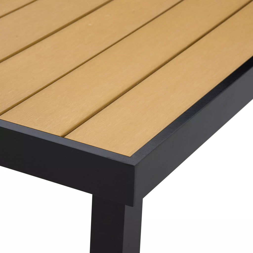 Sodo stalas 8 asmenims Valgomojo stalas Aliuminio stalas Sodo baldai Poilsio baldai Lengvai prižiūrimi Plastikas Natūralus + juodas 190 x 90 x 74 cm