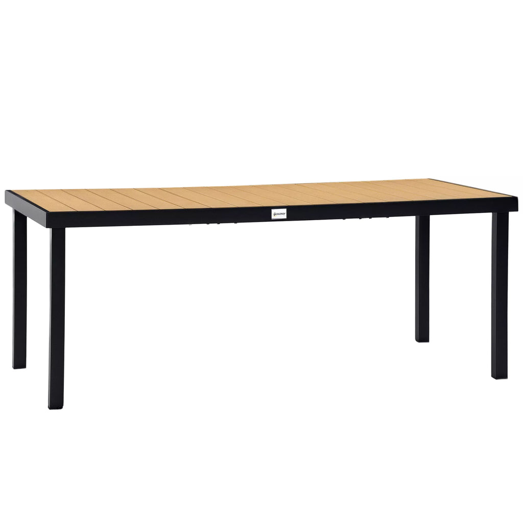 Sodo stalas 8 asmenims Valgomojo stalas Aliuminio stalas Sodo baldai Poilsio baldai Lengvai prižiūrimi Plastikas Natūralus + juodas 190 x 90 x 74 cm