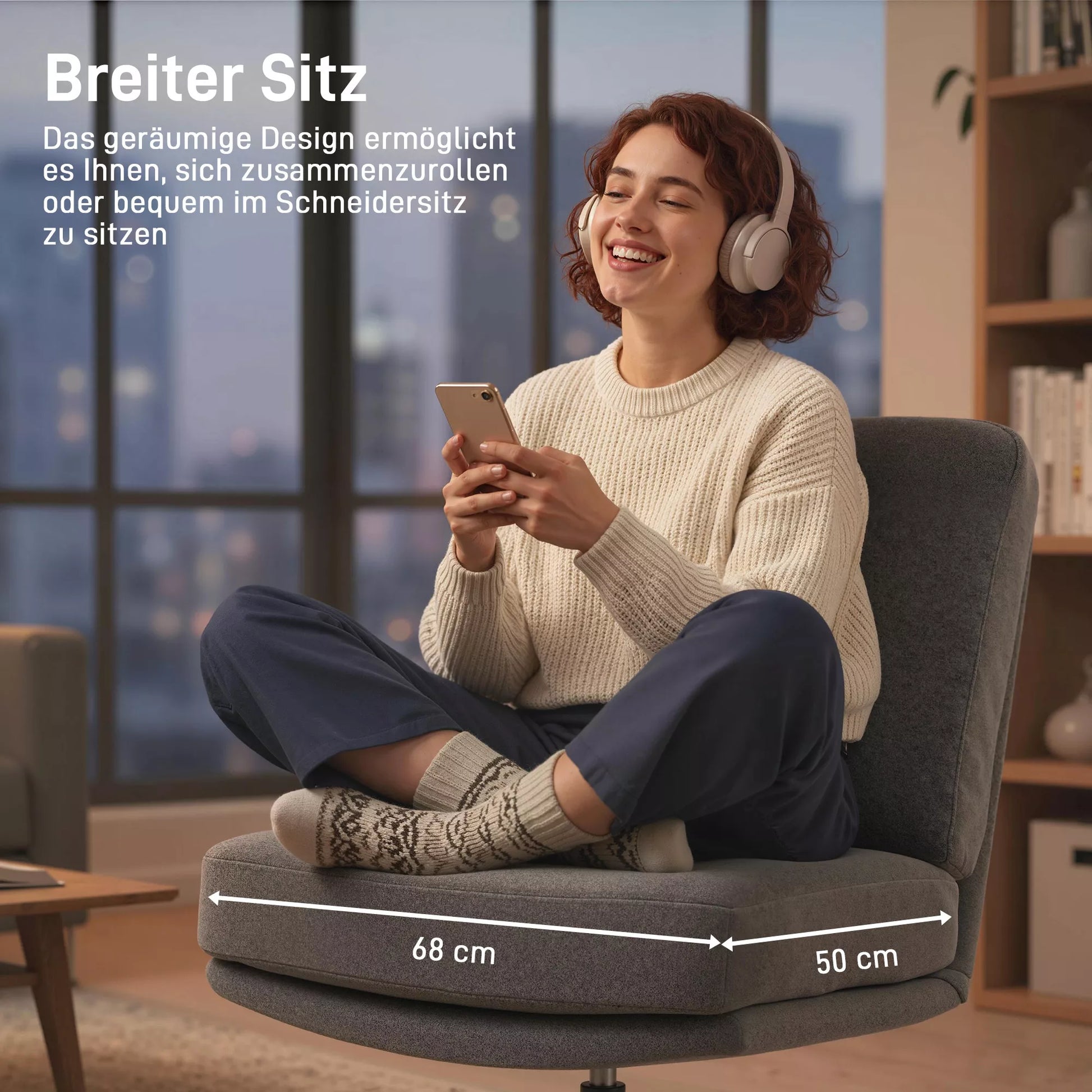 Fotelis su taburete Pasukamas poilsio fotelis su lino tekstūra, skirtas svetainei Tamsiai pilkos spalvos