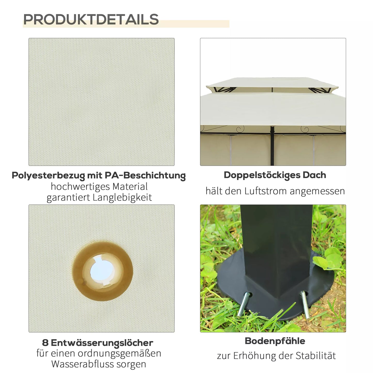 Pavilionas 3x4m Sodo paviljonas su 6 šoniniais skydais, sąskrydžio palapinė, sodo palapinė, šventės palapinė su dvigubu stogu, smėlio+juoda