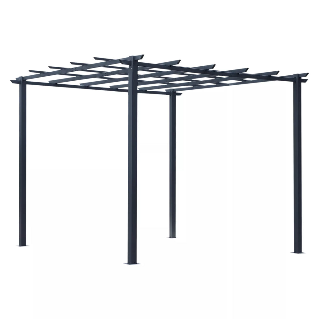 Metalinė rožių arka sode, juoda, 297 x 295 cm, su vijokliniais