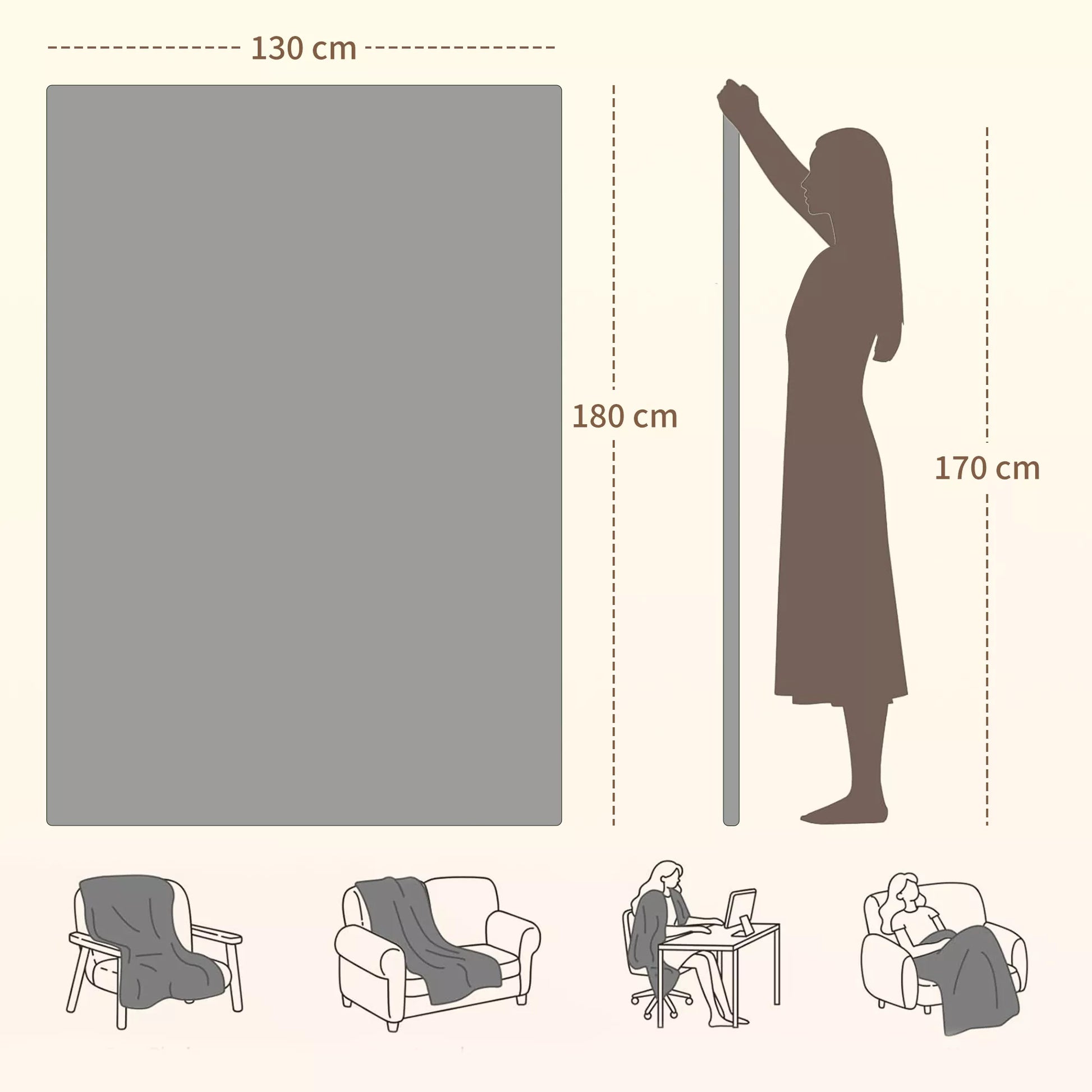 Elektrinė šildanti antklodė 180 x 130 cm su 10 šildymo lygių, 10 valandų laikmačiu, apsauga nuo perkaitimo, LED indikatoriumi