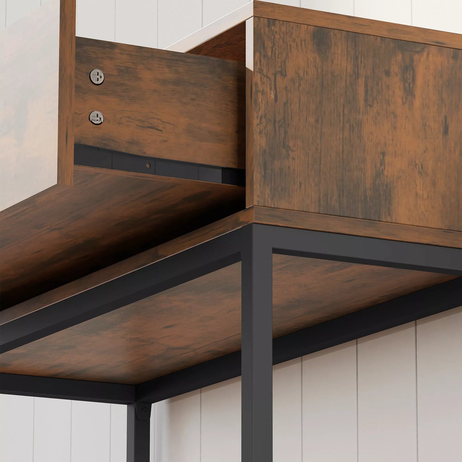 Konsolė, prieškambario stalas su stalčiu, pramoninis dizainas, prieškambario svetainė, 80x30x76 cm, juoda