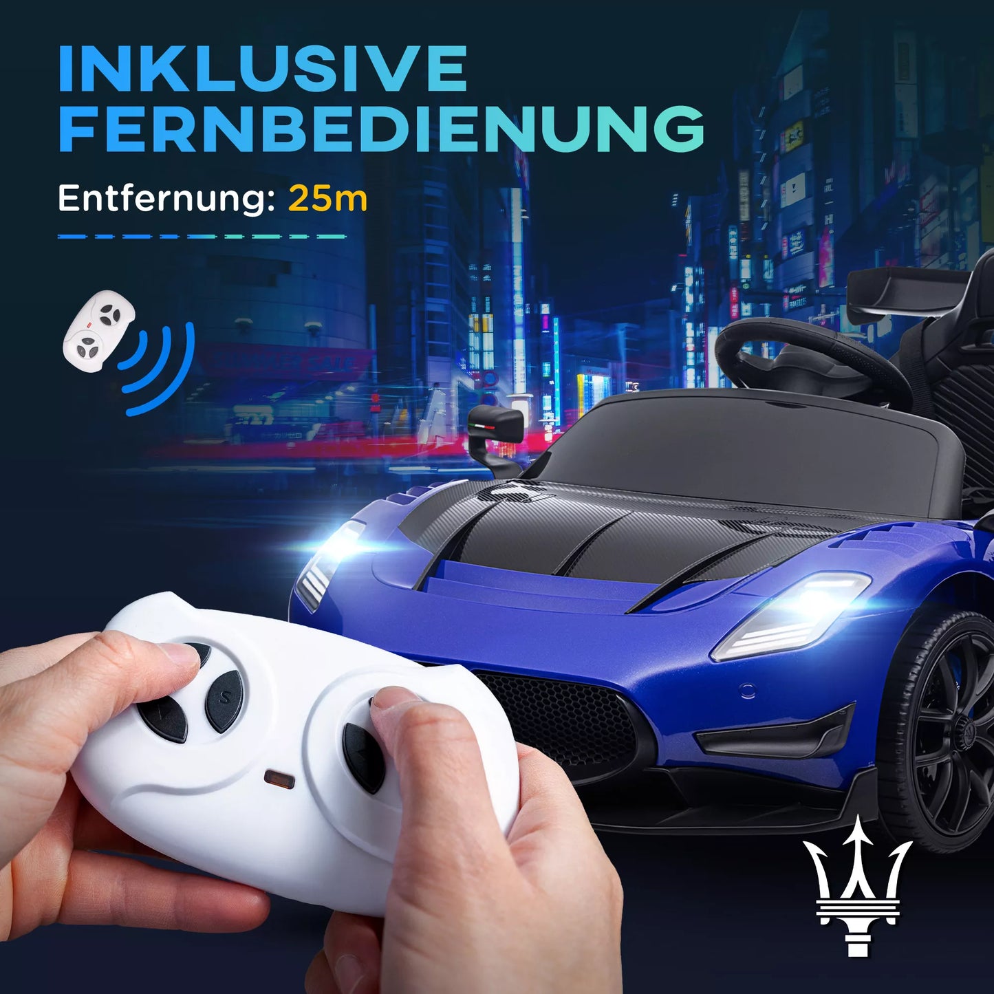 Elektrinis vaikiškas automobilis 12V, licencijuotas, su nuotolinio valdymo pultu, amortizuojantys ratai, mėlynas, 115x60x45 cm