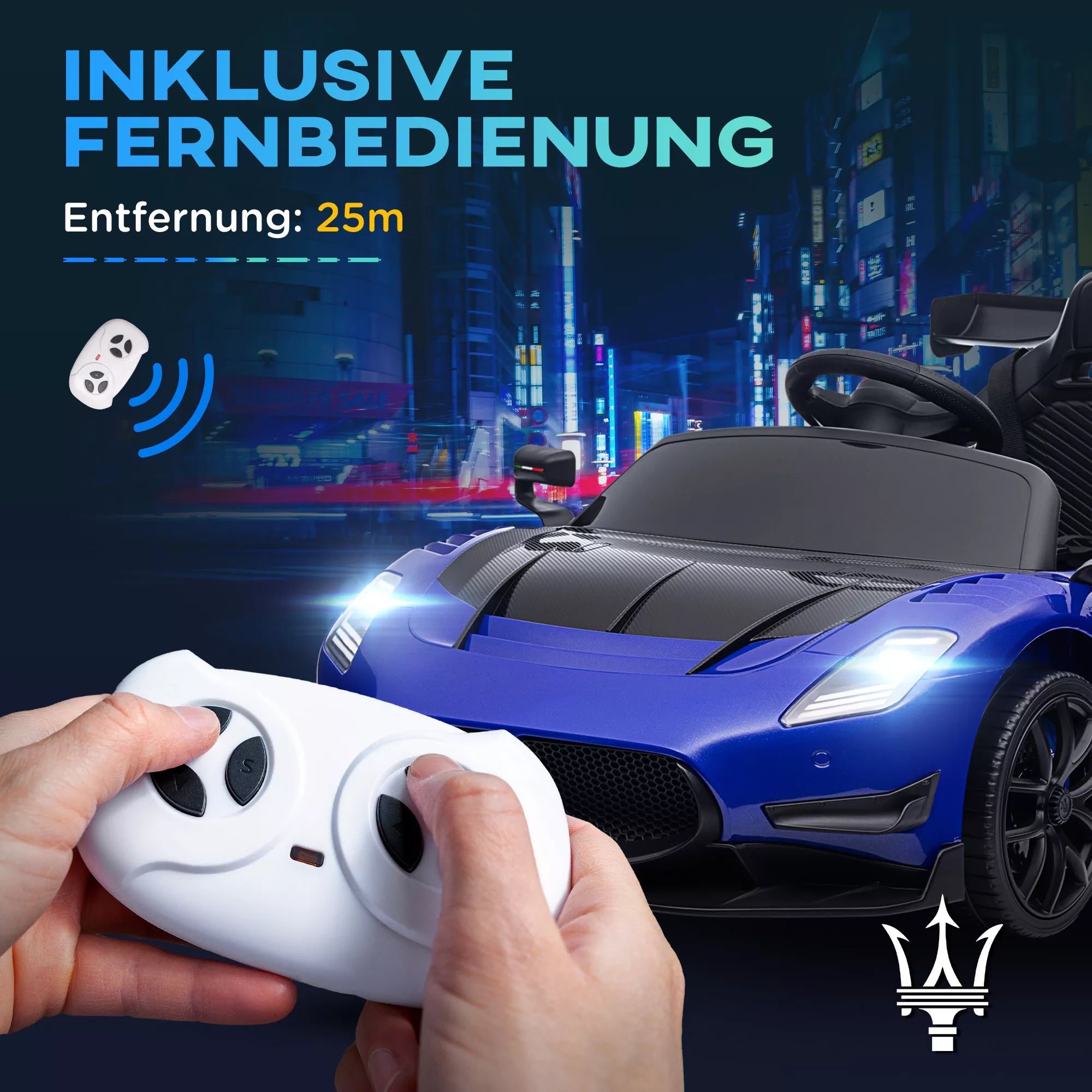 Elektrinis vaikų automobilis 12 V, licencijuotas, nuotolinio valdymo pultas, amortizuojantys ratai, mėlynas, 115 x 60 x 45 cm