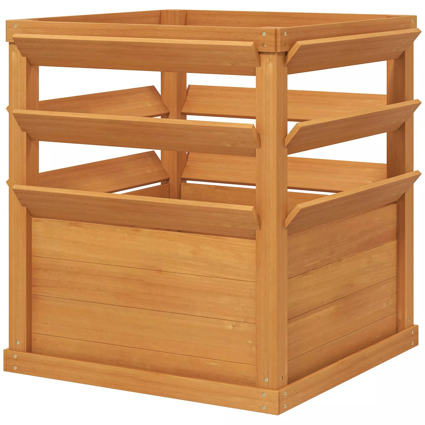 Pakeltas lysvas sodinimo dėžė su vijoklių atrama, vazonas medinis 65 x 65 x 60 cm karamelės rudumo