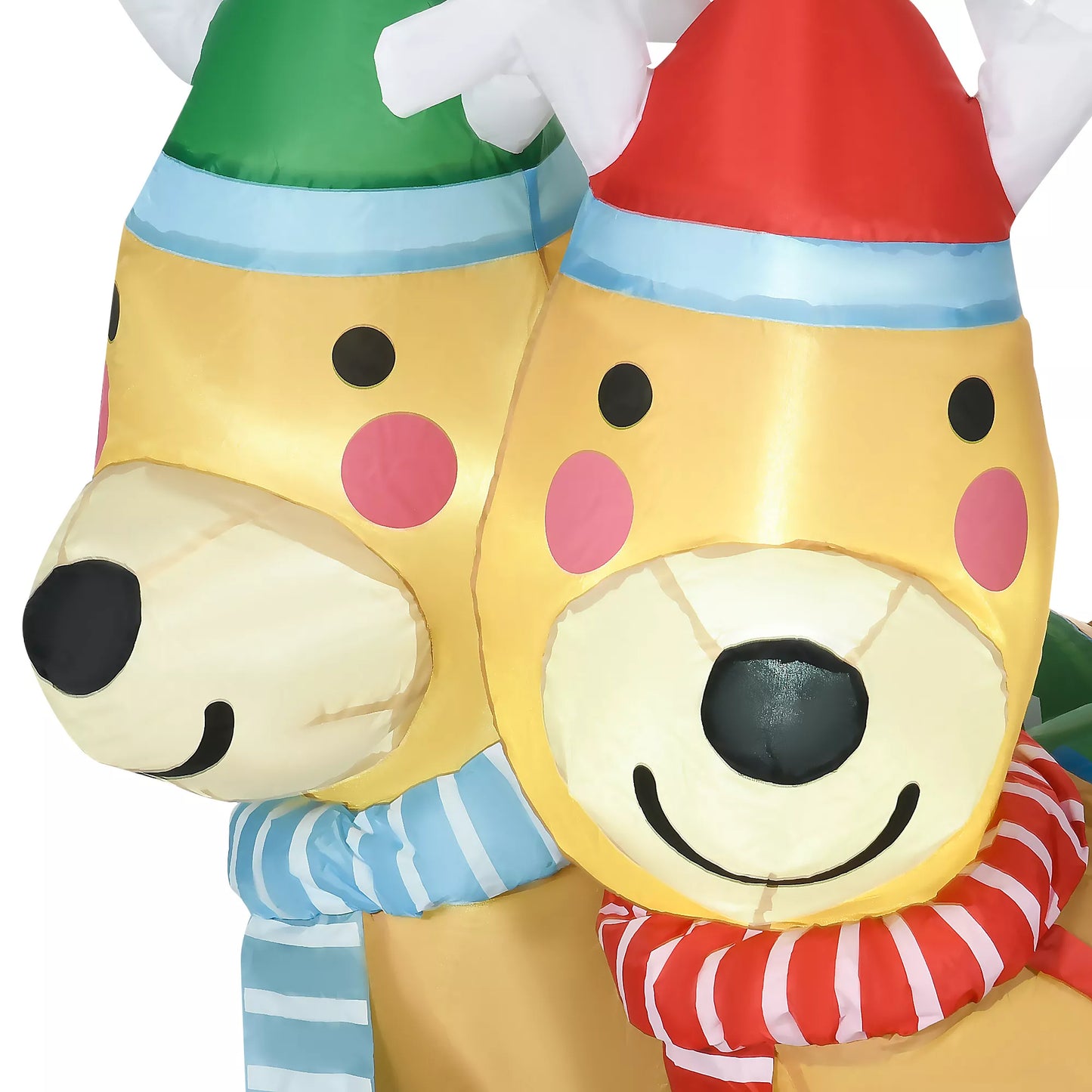 Pripučiamas Kalėdų senelis, pripučiama Kalėdų dekoracija, su pūstuvu, tinkama naudoti lauke ir viduje, Balta+Auksinė