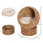 Katės urvo matmenų schema: 50 cm pagrindas, 60 cm aukštis, 42 cm gylis