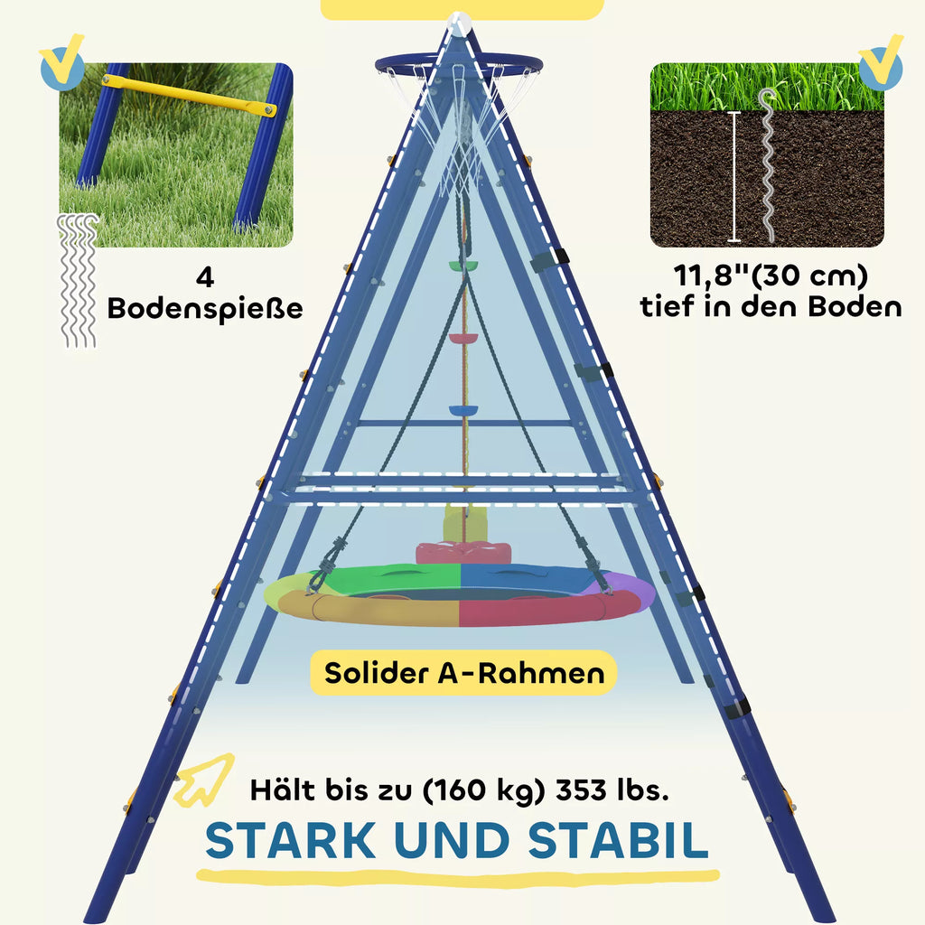 Vaikų sūpynių rinkinys, plieninis, 3–8 metai, 6-in-1 dizainas, spalvotas