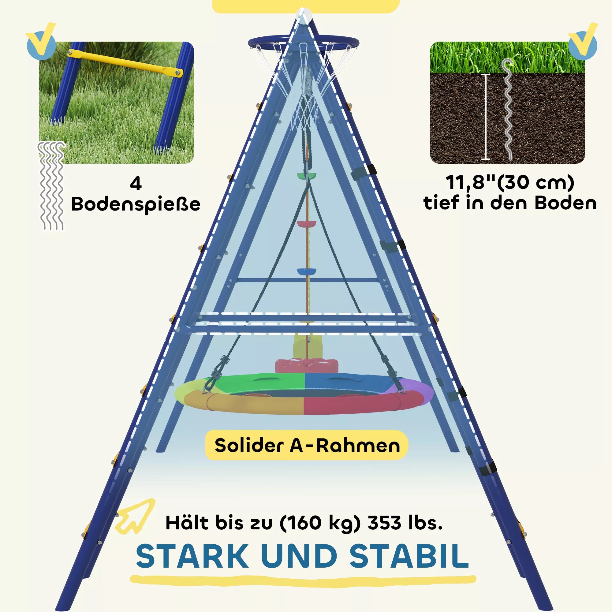 Vaikų sūpynių rinkinys, plieninis, 3–8 metai, 6-in-1 dizainas, spalvotas