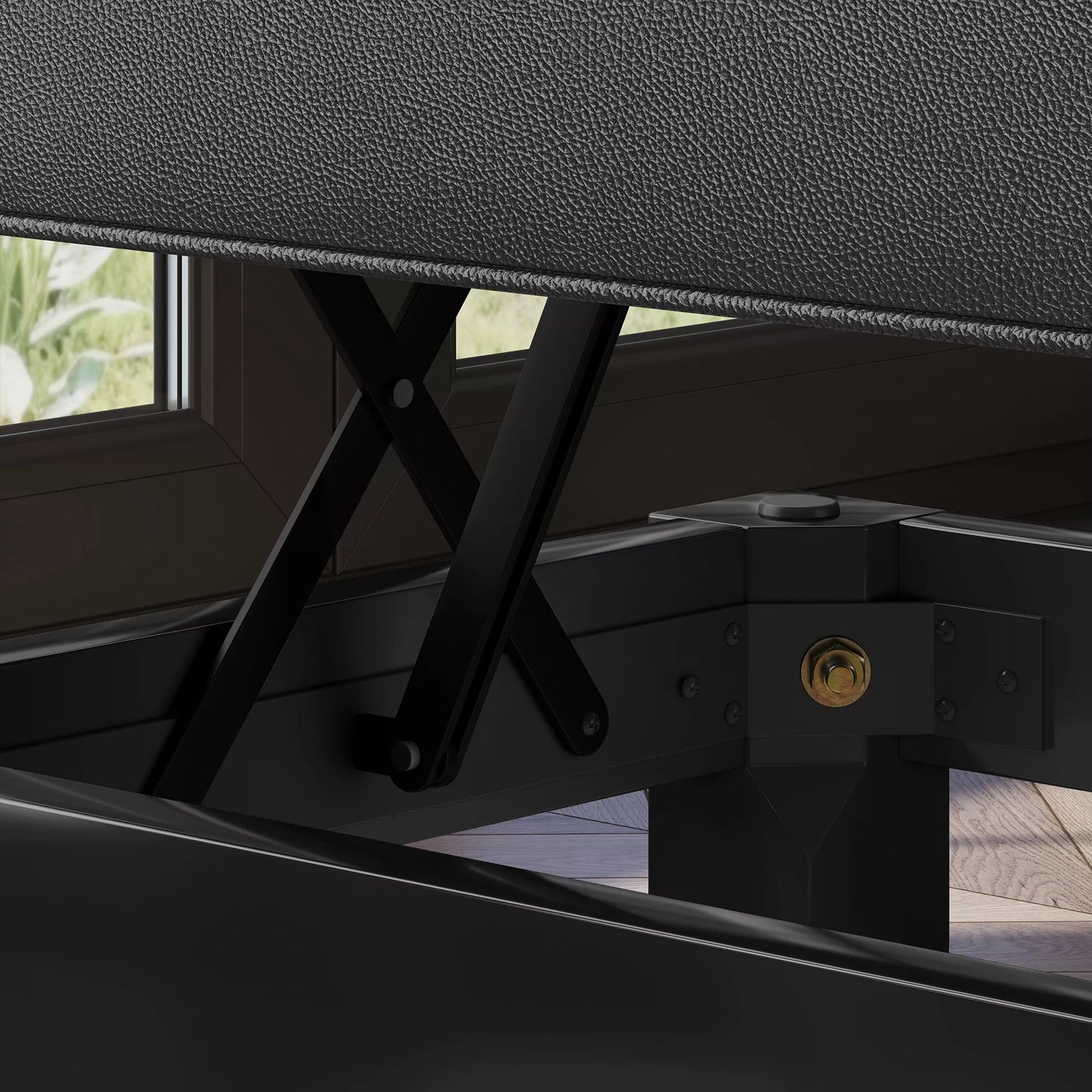 Fortepijono suolas, dirbtinė oda, reguliuojama dvigulė sėdynė, su laikymo vieta, juodas