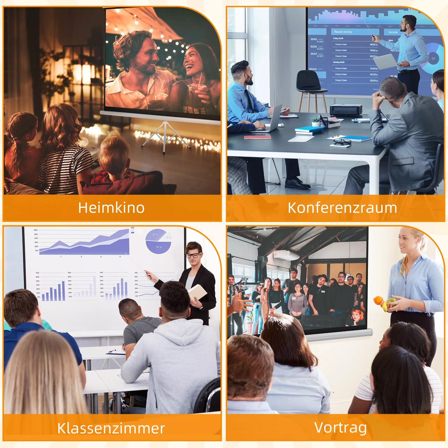 Projektoriaus ekranas su stovu 186 x 105 cm 84 coliai 16:9 HD 4K ritininis ekranas