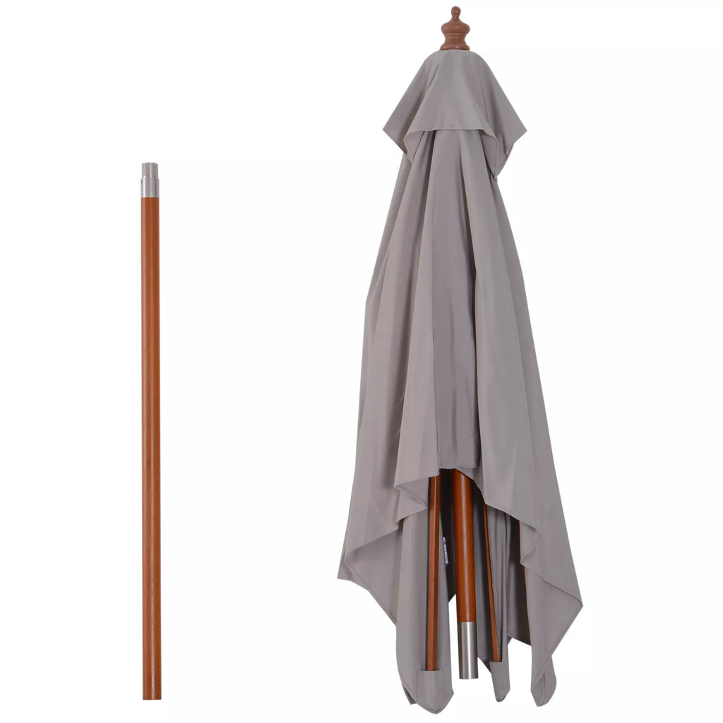 Skėtis nuo saulės 200 x 150 x 235 cm Sulankstomas sodo skėtis, reguliuojamas 3 pakopomis, stačiakampis, atsparus vandeniui ir UV spinduliams, skirtas paplūdimiui, balkonui, terasai, sodui, pilkos spalvos
