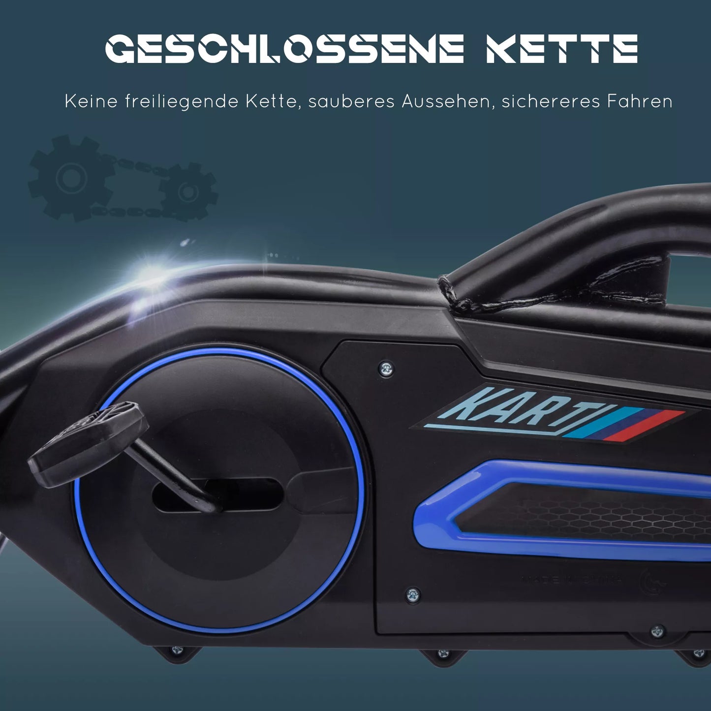 Go Kart Pedal Go Kart atbulinė ir priekinė pavaros, vaikams nuo 3 iki 8 metų, mėlynos spalvos