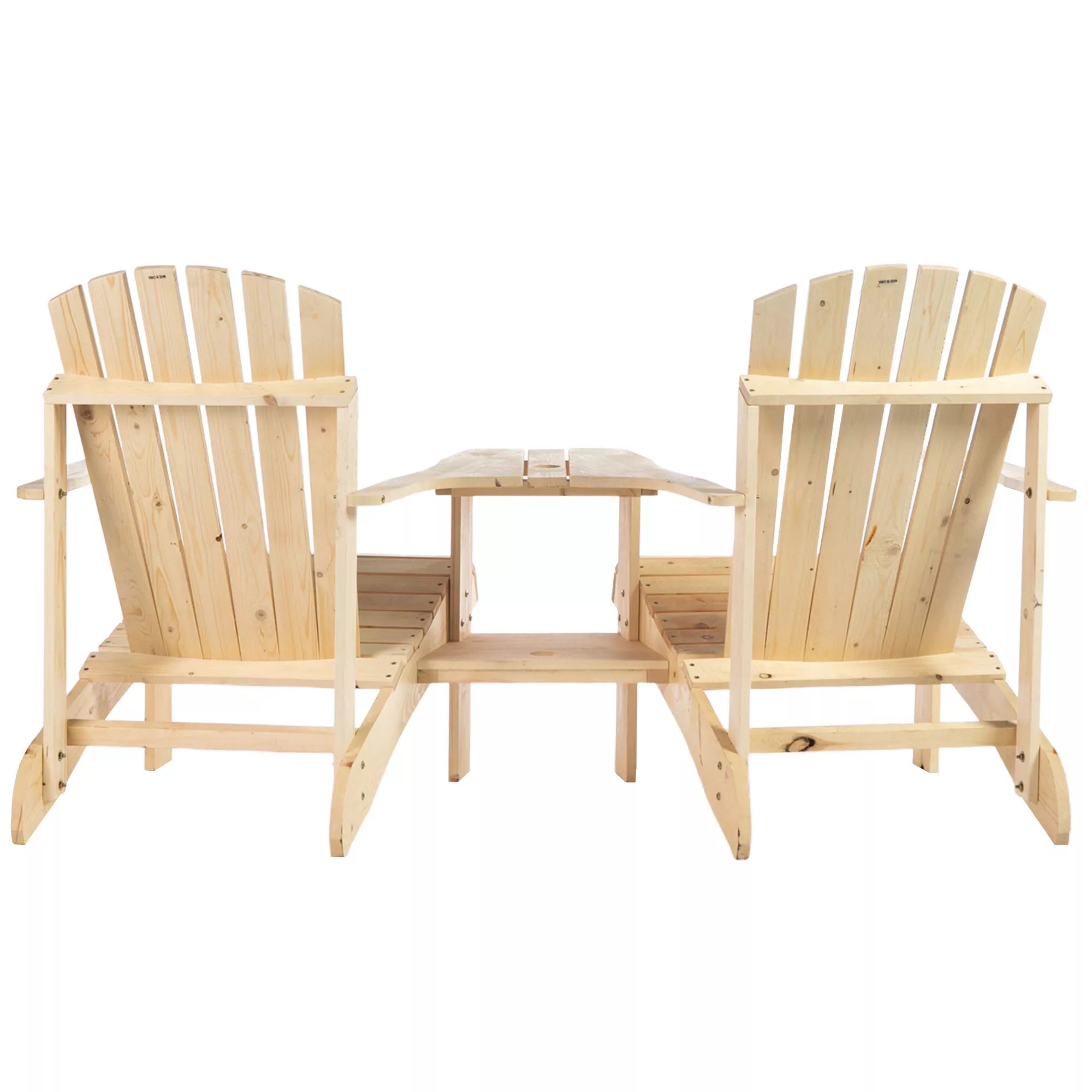 Adirondack sodo kėdė su stalu ir skėčio skyle 2 vietų sodo kėdės Sodo baldų komplektas balkonui Masyvi mediena Natūralus 178 x 87 x 92 cm
