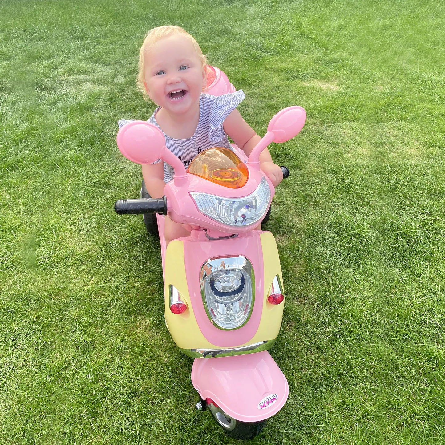 Elektrinis vaikiškas motociklas, elektrinis automobilis, triratis, 6V, Metalas+PP, 108x51x75cm (Rožinė+Geltona)