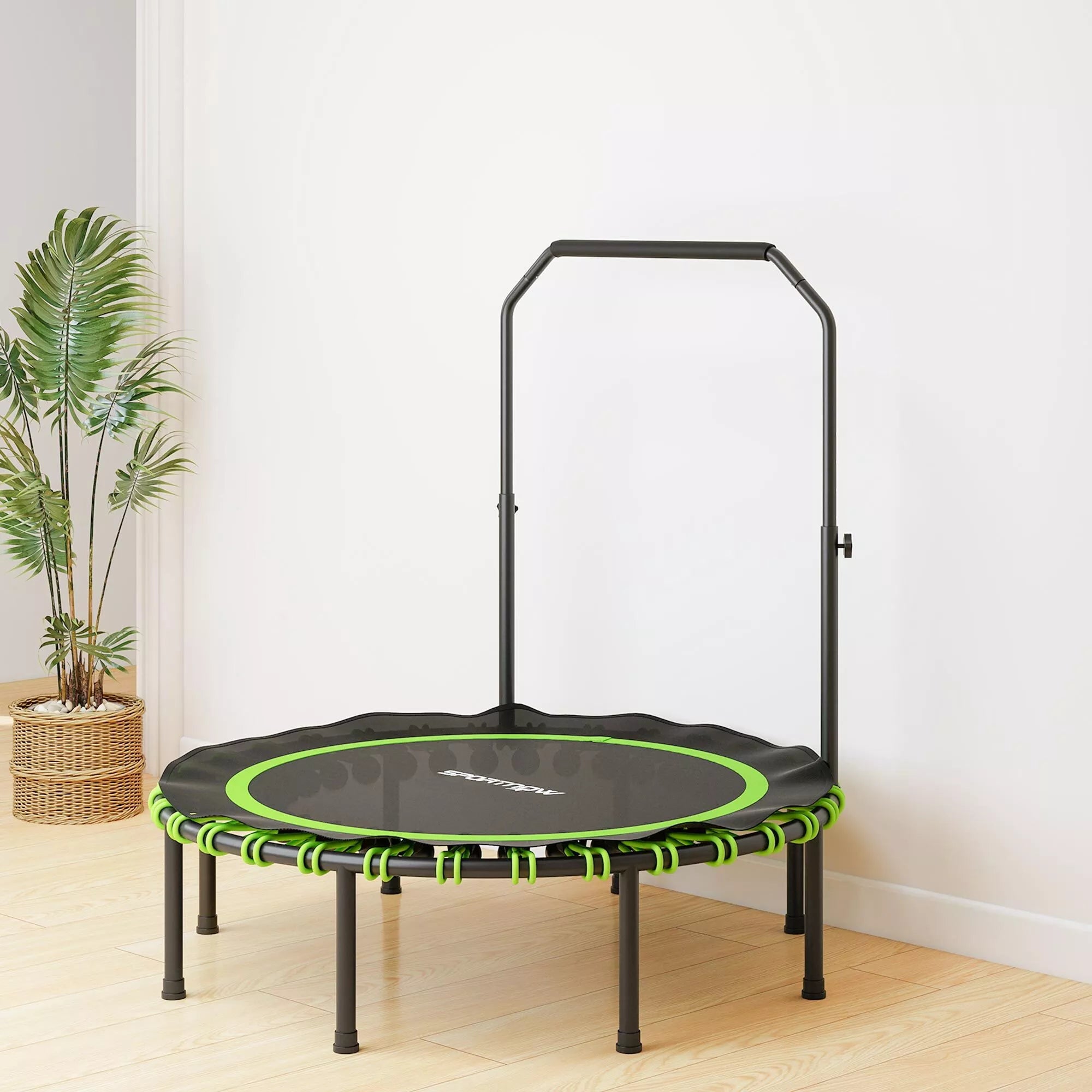 Žalias fitneso batutas, matomas iš trijulinio kampo, 122 cm skersmens