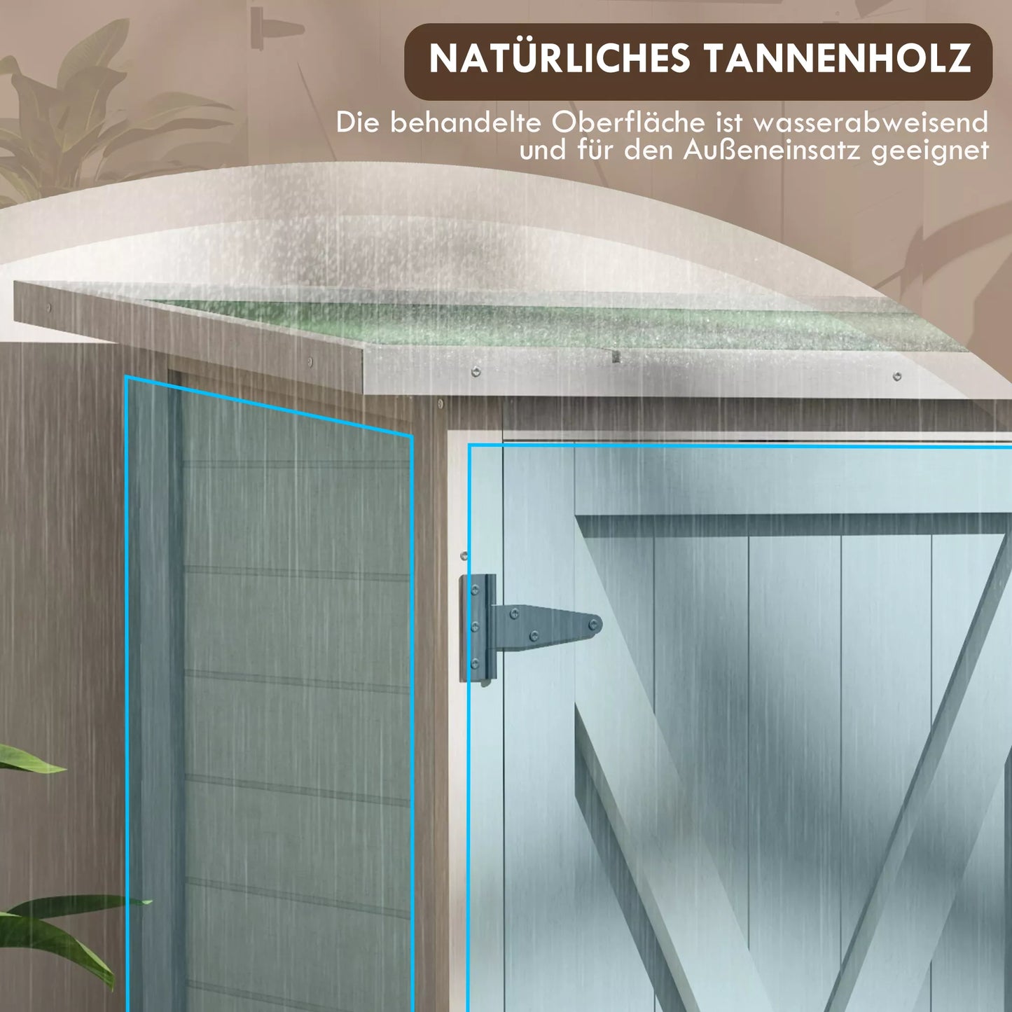 Medinė įrankių spintelė su 2 durelėmis, pastogė įrankiams su bitumine danga, 110 x 55 x 117 cm, šviesiai pilka