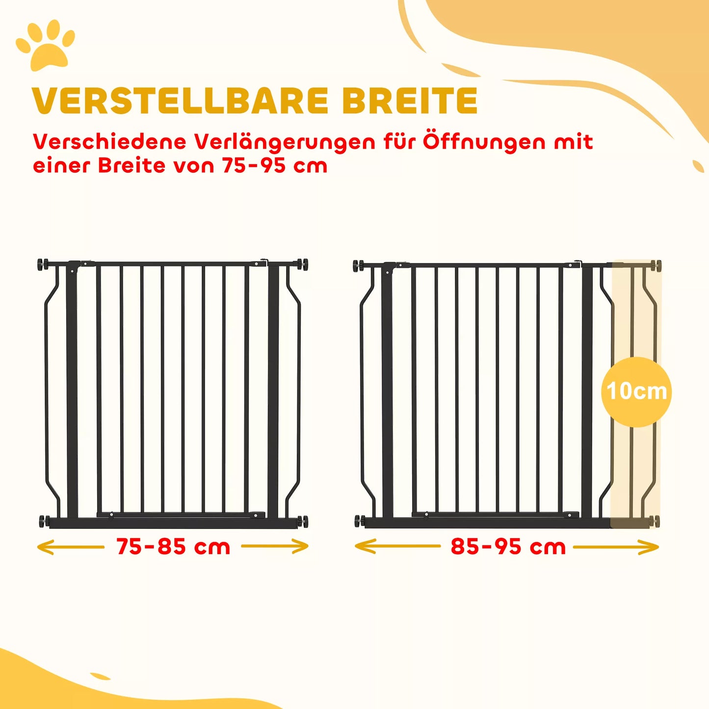 Šunų atitvaras, tvirtinamas spaustuvu, reguliuojamas ilgis, plienas/ABS, 75-95 x 76cm, juodas