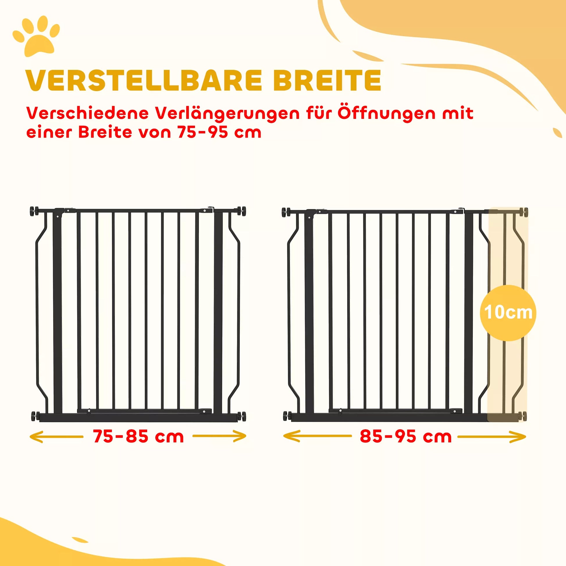 Šunų atitvaras, tvirtinamas spaustuvu, reguliuojamas ilgis, plienas/ABS, 75-95 x 76cm, juodas