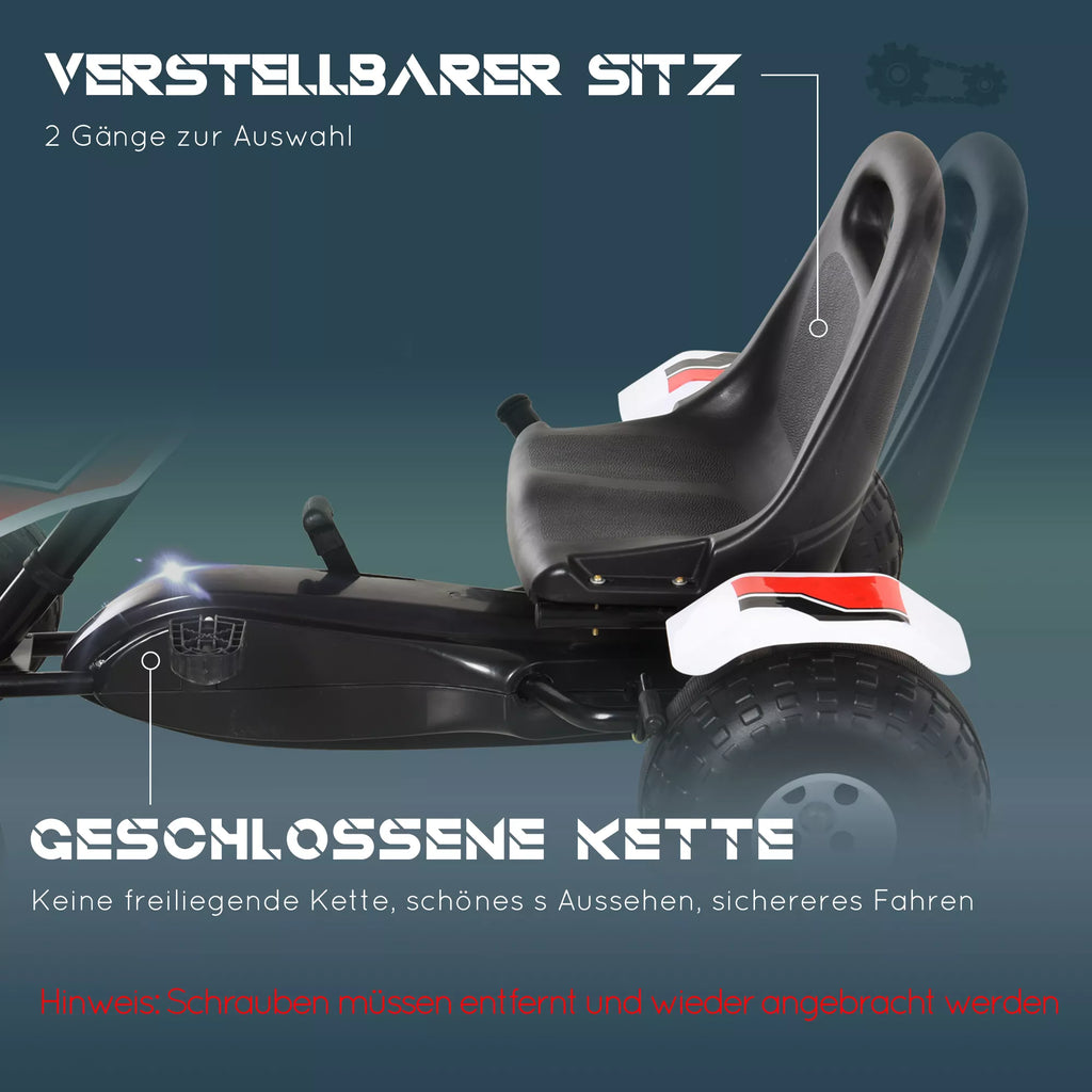 Balto pedalinio kartingo reguliuojamos sėdynės schema